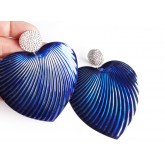 Royal Blue Huge Heart Earrings